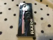 Pink Aluminum Razor with Feather Blade and 10 Pack of Additional Blades