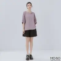 在飛比找momo購物網優惠-【MO-BO】圓領V造型寬袖上衣