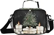 Christmas Tree Candle Insulated Lunch Box for Women Men - Ideal for Work, Picnics - Includes Adjustable Shoulder Strap