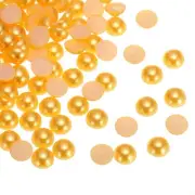 300pcs Flatback Pearls 14mm ABS Plastic Half Round Dome Pearls, Gold Yellow