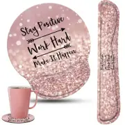 Keyboard Wrist Rest and Mouse Pad Wrist Support Set with Coasters,Stay Positi...