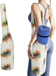 JKLQWH Abstract Music Themed Printed Yoga Mat Bag Long Tote with Pockets for Your Yoga Accessories Exercise Yoga Mat Carrier Holder Multi-Functional Storage Bag Holds Most Pilates Mats