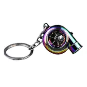 Car Turbo Spinner Keychain with Real Sound and LED Light Mini Turbocharger Key Chain for Car Keys Accessories,A Multicolor
