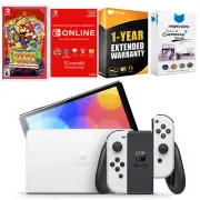 Nintendo Switch White OLED + Paper Mario TTYD + NSO 1 Year Family Membership