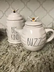 New Rae Dunn Bee Kind Beehive Shaped Canister And BUZZ teapot - 2021