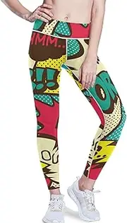 [GuoChe] Yoga Pants for Women 1970s Disco 1970s Disco Retro Grunge Graffiti(61) Soft Women's High Waisted Leggings 7/8