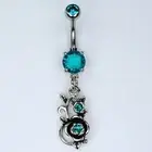 Rose Dangle Belly Button Ring Blue Ice CZ Flower Navel Piercing Jewelry (A21)