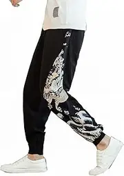 [Seidarise] Men's Linen Cargo Jogger Pant Japanese Hip Hop Sweatpants Harem Pants Sports