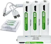 STEPMAX 4 Pack USB Rechargeable AAA Batteries 700mWh 1.5V with USB Type C Charger Cable, 1.5H Fast Charging, 1200 Cycle Lifespan Lithium AAA Batteries
