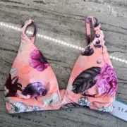 SEAFOLLY Australia Modern Live Longline Triangle Bikini Top Peach