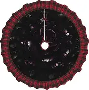 [VPPUR] Gothic Rose Print Print Xmas Tree Skirt Santa Xmas Decor Holiday Party 48''36''30''Christmas Tree Skirt