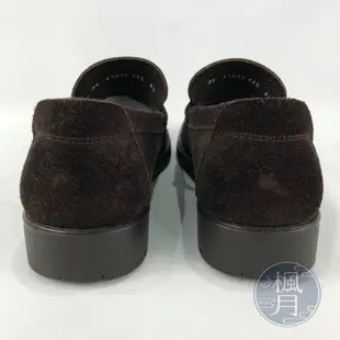 BRAND楓月 Salvatore Ferragamo SF 深咖啡色 麂皮 銀釦裝飾 樂福鞋 皮鞋 男鞋 #6.5