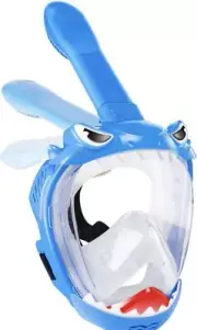 Full Face Snorkel Mask 180 Degree Panoramic View Safe Anti-leak Anti-Fog(S Blue)