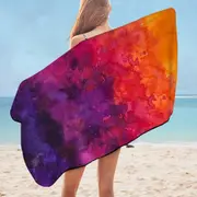 Dark Watercolor Smash Art Microfiber Beach Towel