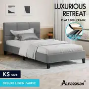 ALFORDSON Bed Frame King Single Wooden Platform Mattress Base Fabric Grey