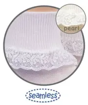 Jefferies Chantilly Lace White or Pearl Socks Infant, Toddler, XSmall, Small