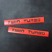 2x Matte Red Black TWIN TURBO Metal Sticker Decal Badge Emblem Bumper Car Pickup (for: Renault)