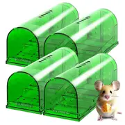4 Pack Mouse Traps Humane Catch and Release, Live Mouse Trap No Kill, No Touch, Pet Safe Mice Trap for Home and Car Green
