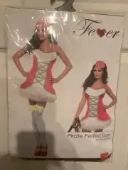 NWOT Pink White Pirate Perfection Wench Costume Adult Size Medium 10-12 Tutu Hat
