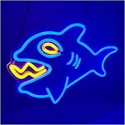 Sign Lamp Shark Neon, USB Powered, with Dimmer Switch, Suitable for Marine Themed Rooms and Aquariums 40x27cm