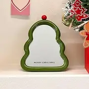 Vanity Mirror Green Christmas Tree, Foldable Makeup Mirror with Stand, Hanging & Standing Design, Perfect for Home Decor, Holiday Decorations, Students, and Photo Props