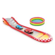 Intex 58x13" Inflatable Sunset Pool and 221" Racing Water Slide w/ 2 Surf Riders