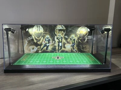 Kamara, Drew Brees, Olave Custom 2 Card PSA display case w/ LED lights - Saints