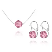 Silver Light Rose Silver Pendant Necklace Jewellery Set