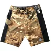 Volcom Mens 29 Stone Alliance Board Shorts Military Camo Brown Tan Green