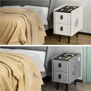 Artiss Smart Bedside Table 2 Drawers with Wireless Charging USB Ports LED AIDA Grey