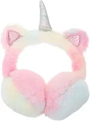 [jojofuny] Cute Rainbow Unicorn Earmuffs Winter Earmuffs Cute Cartoon Earmuff Rainbow Plush Toddler Girls Ear Warmer Ear Warmers for Toddler Girls Birthday Party Clothing Accessories
