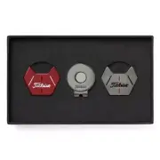 Titleist Jet Black Ball Marker & Magnet Clip Set (Red/Silver)