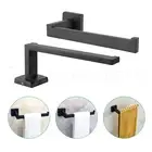 Black Rustproof Bathroom Towel Ring Robe Hook Hanger Towel Rail Bar Rack Ring