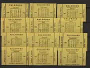 MATCHBOX LABELS BELGIUM- Calender months, set of 12, black/yellow, 1958 - **mint