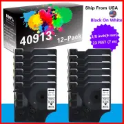 12PK Black on White D1 40913 Label Tape for DYMO LabelManager 360D 450D PC PC II