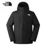 【THE NORTH FACE 官方旗艦】北面男款黑色DRYVENT防水透氣保暖連帽三合一外套｜83SLKX7