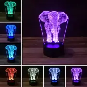 3D Animal Elephant Desk Light - 7 Color LED Lamp Base w USB & Touch control