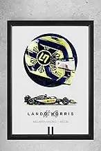 McLaren F1 Racing Team Lando Norris Wall Art Print, MCL36, A4 Size 31 x 23 cm, Black Frame