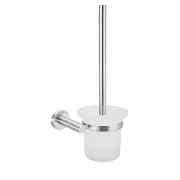 Round Toilet Brush with Glass Holder - Wall Mounted - PVD Brushed Nickel