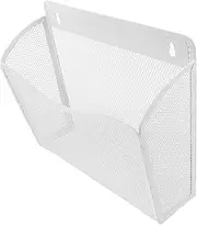 JEWEDECO Wall Mounted File Rack Magazine Rack File Folders Magazine Holder Magazine File Holder File Drawer Hanging File Frame Wall Hanging Baskets for Storage Wall File Sorter White Iron