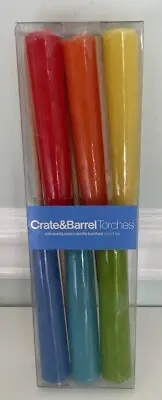 NEW - NIP - CRATE & BARREL - SET of 6 Citronella Mini Torches - CANDLES - SEALED