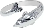 [JewelryWeb] 925 Sterling Silver With Rhodium Finish Shiny Cuff Like Dolphin Top toe ring