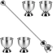 Egg Topper Egg Cracker Topper Set,Stainless Steel Egg Topper Cutter with 4 Egg Cups Egg Shell Opener Egg Separator Portable Egg Topper Cutter Tool for Hard Raw Boiled Eggs