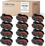 [MYCARTRIDGE] 12 Pack GR24 Compatible with Universal Twin Spool Calculator Ribbon for NuKote BR80c Dataproducts R3027 Porelon 11216 Sharp El 1197 P III(Black/Red)