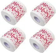 PLAFOPE Festival Supply 4 Rolls of Christmas Themed Toilet Paper Rolls Unique Printing Design