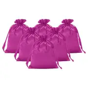 6Pcs 7" x 5" Satin Gift Bag with Drawstring,Rose Red
