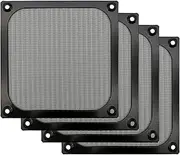 120mm Computer Fan Filter Grills Screws, Ultra Fine Aluminum Mesh, Black Color - 4 Pack