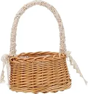 Cabilock Handmade Wicker Storage Basket Rattan Flower Basket for Home Decor Lightweight Plant Container for Dried Flowers for Rustic Country Style Spaces