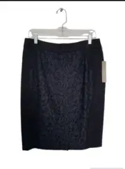 Ann Taylor LOFT Curvy Fit sz 12 Pencil Black Skirt Lace Mini