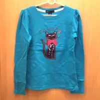 在飛比找蝦皮購物優惠-女童GapKids刺繡貓咪造型🐱薄款長袖棉T